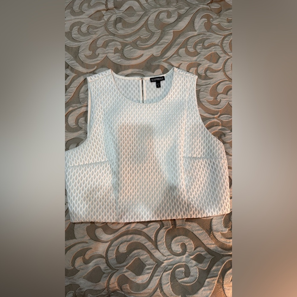 Express White Textured Sleeveless Top
